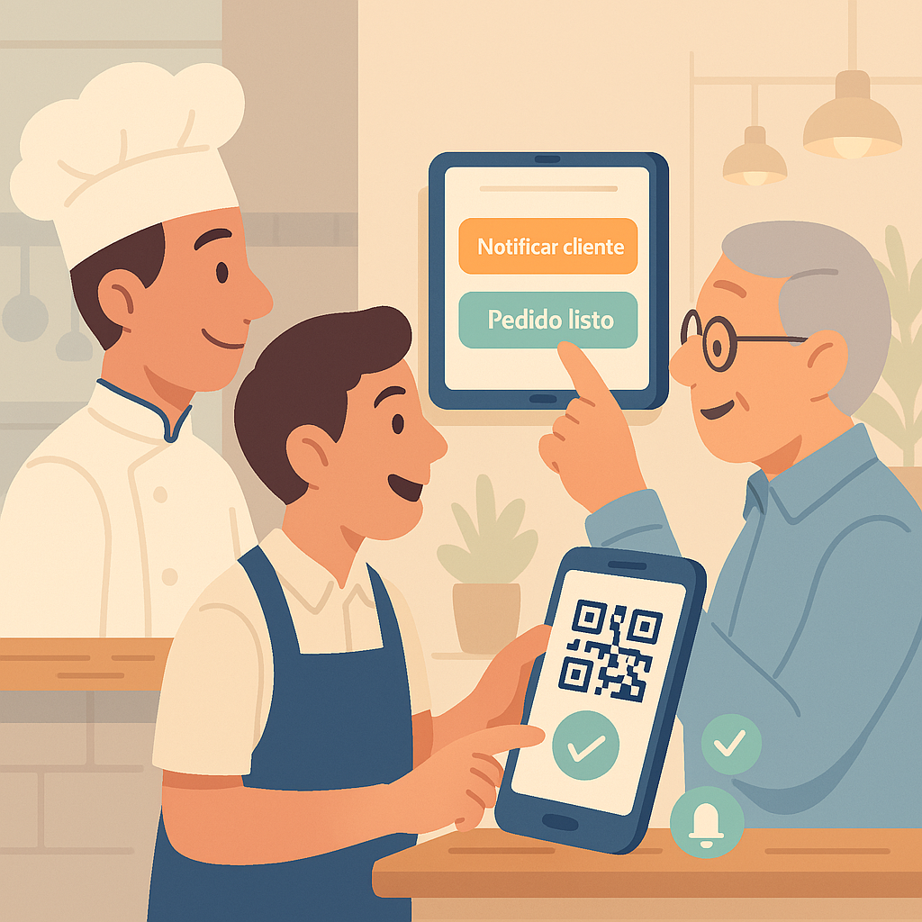 Equipo de restaurante usando WaitIT fácilmente