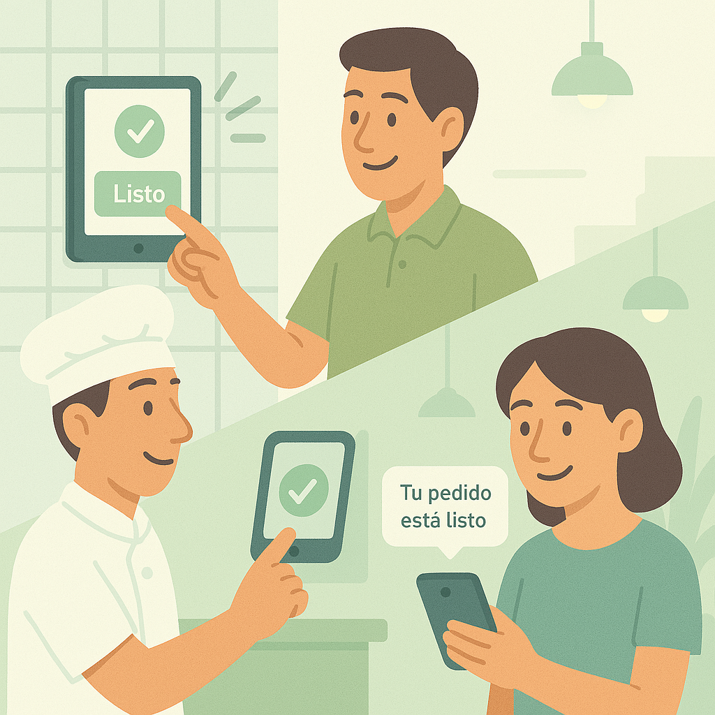 Equipo de restaurante trabajando eficientemente con WaitIT